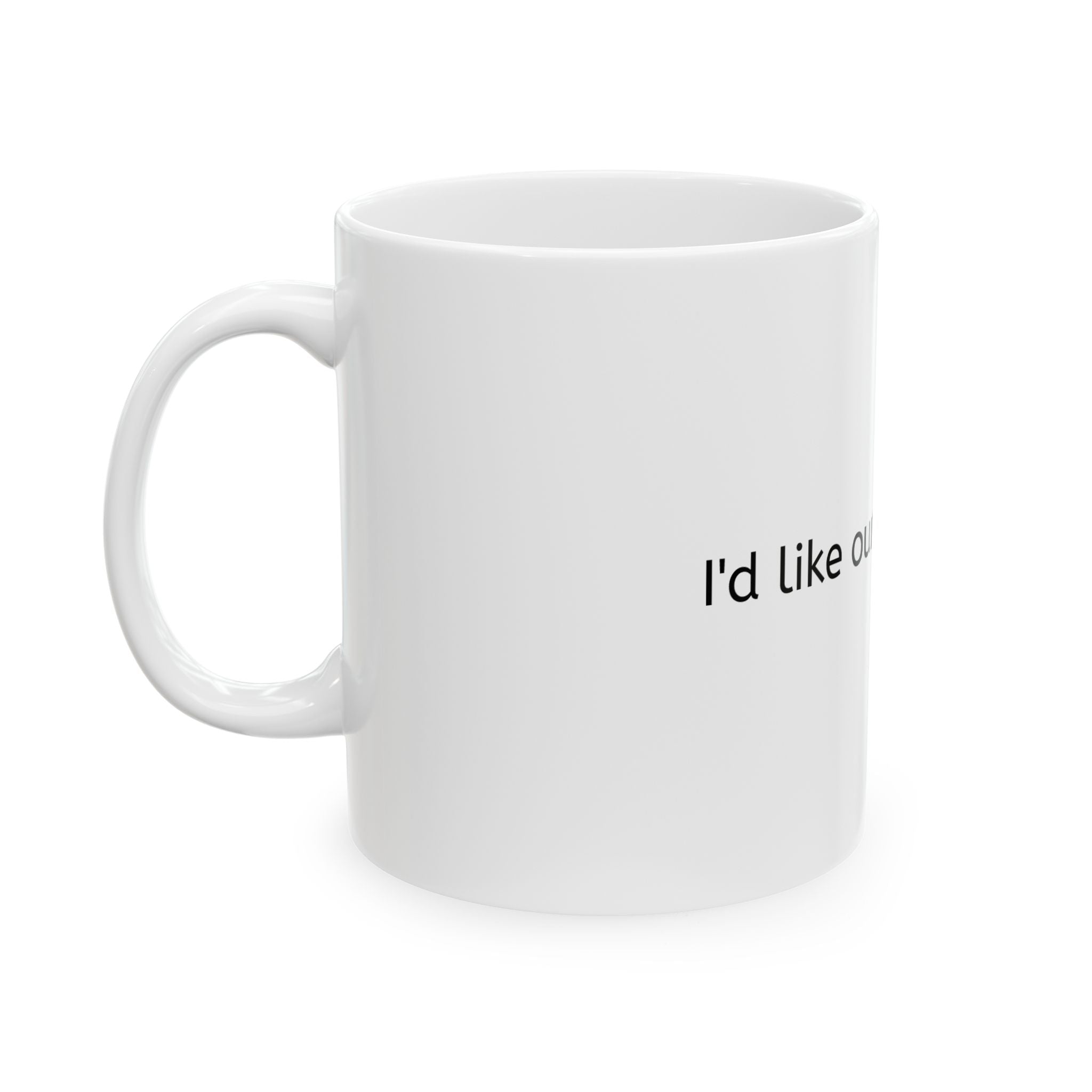 Ceramic Mug — Minimalist Text Coffee Cup (11oz/15oz)
