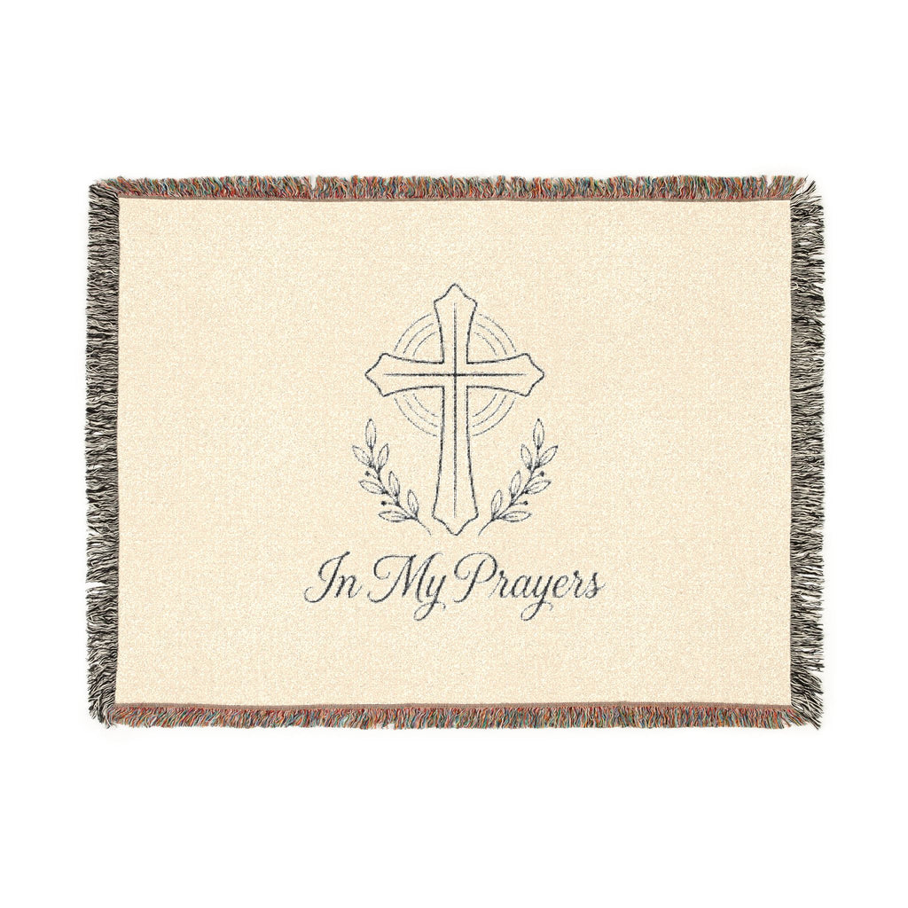 Religious Woven Blanket — 'In My Prayers' Cross Throw