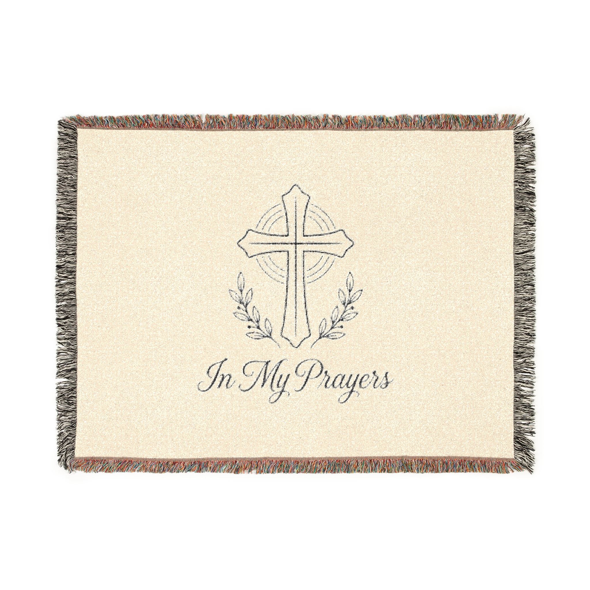 Religious Woven Blanket — 'In My Prayers' Cross Throw