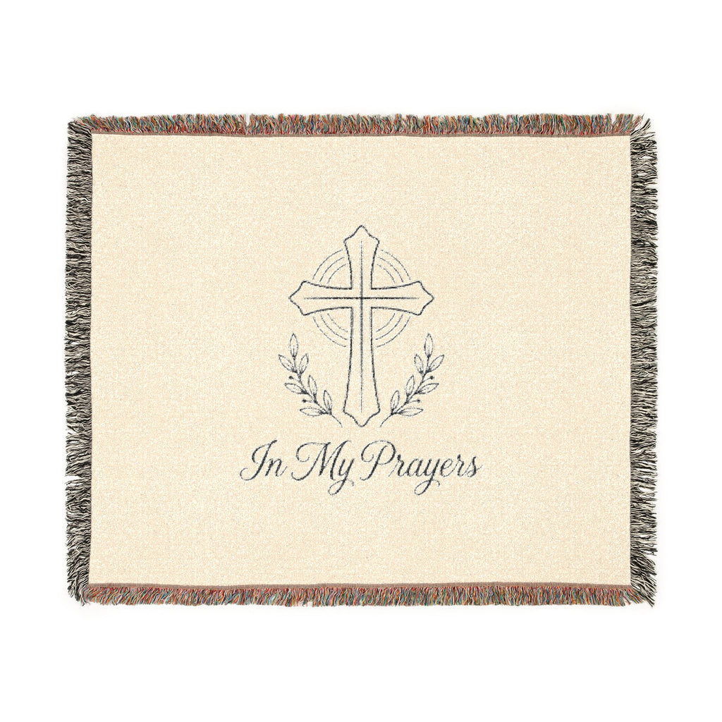 Religious Woven Blanket — 'In My Prayers' Cross Throw