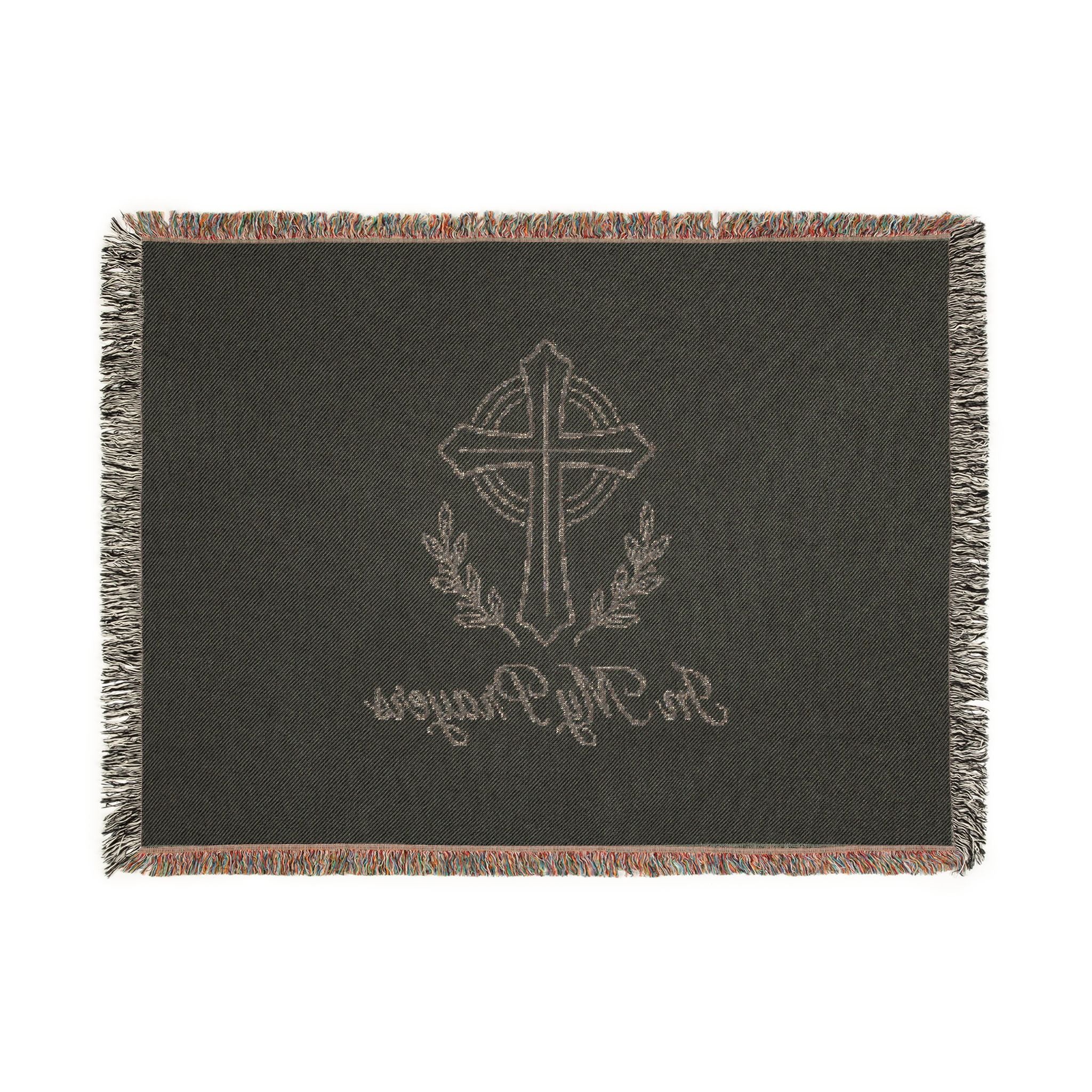 Religious Woven Blanket — 'In My Prayers' Cross Throw