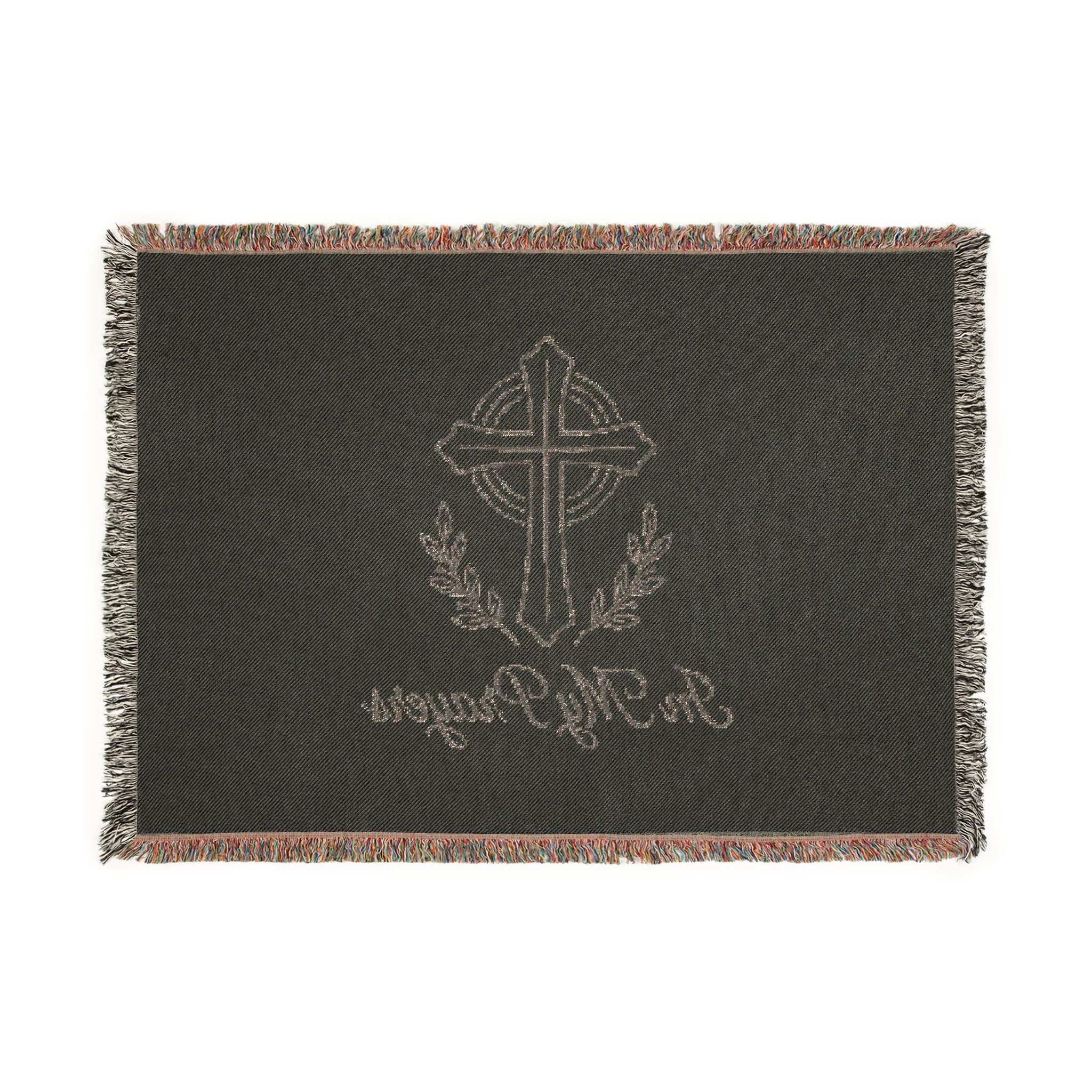 Religious Woven Blanket — 'In My Prayers' Cross Throw
