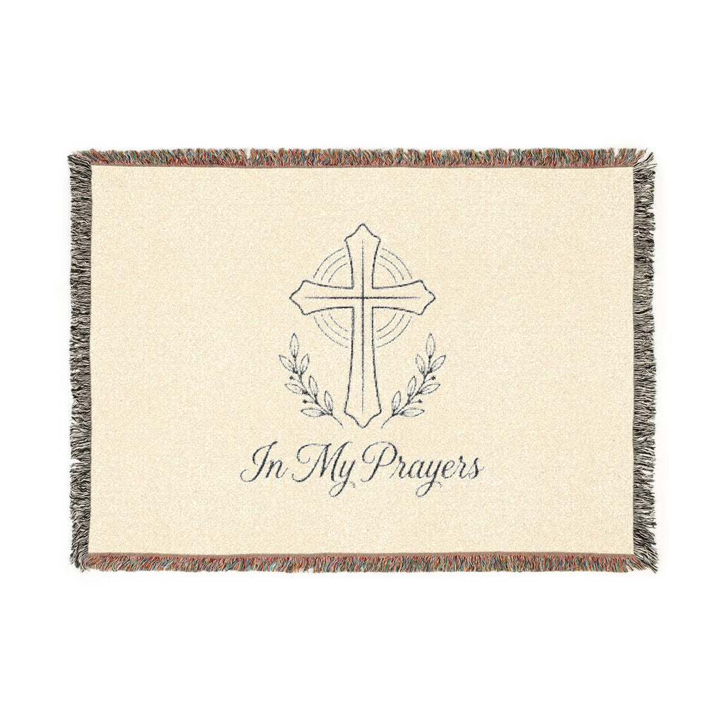 Religious Woven Blanket — 'In My Prayers' Cross Throw