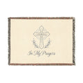 Religious Woven Blanket — 'In My Prayers' Cross Throw