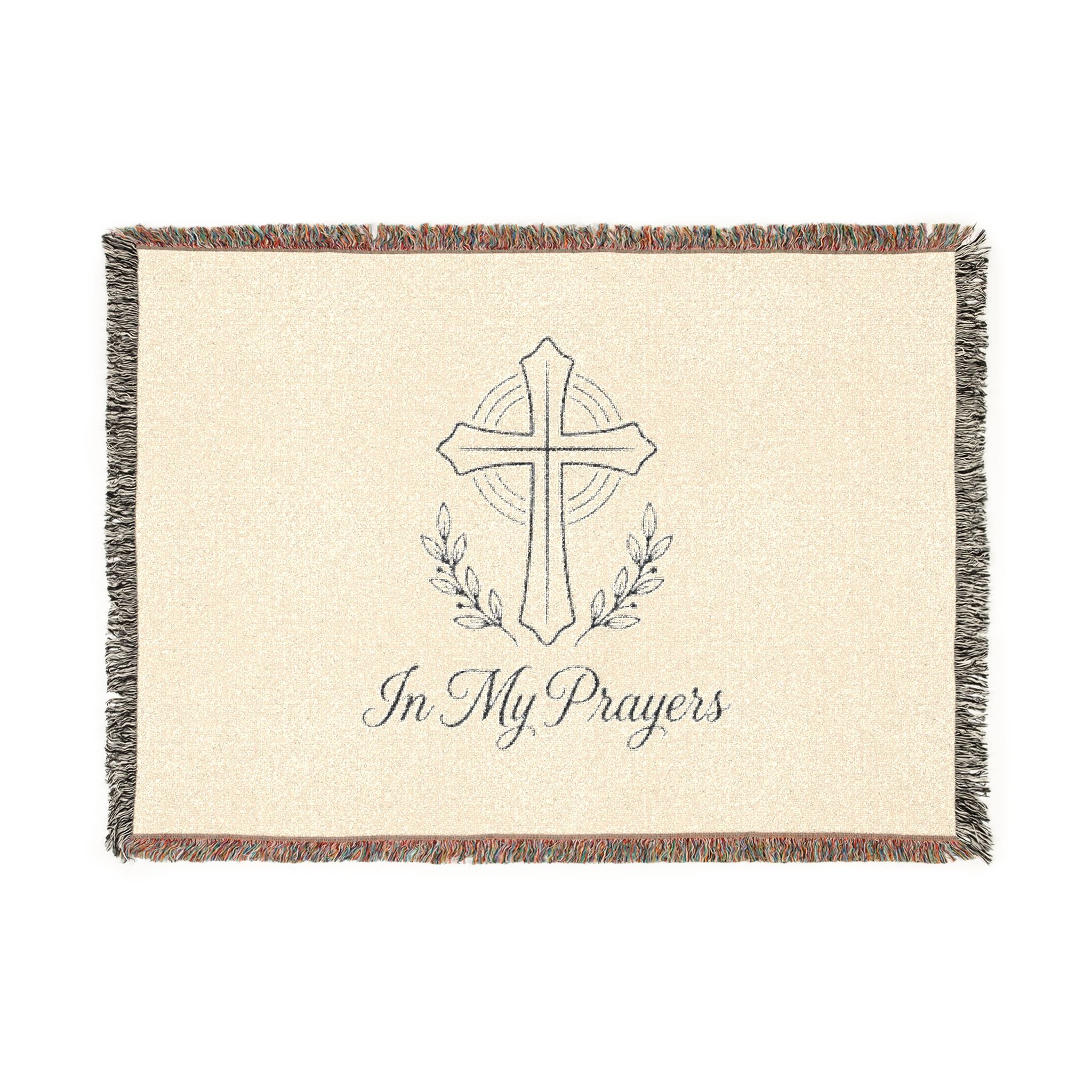 Religious Woven Blanket — 'In My Prayers' Cross Throw