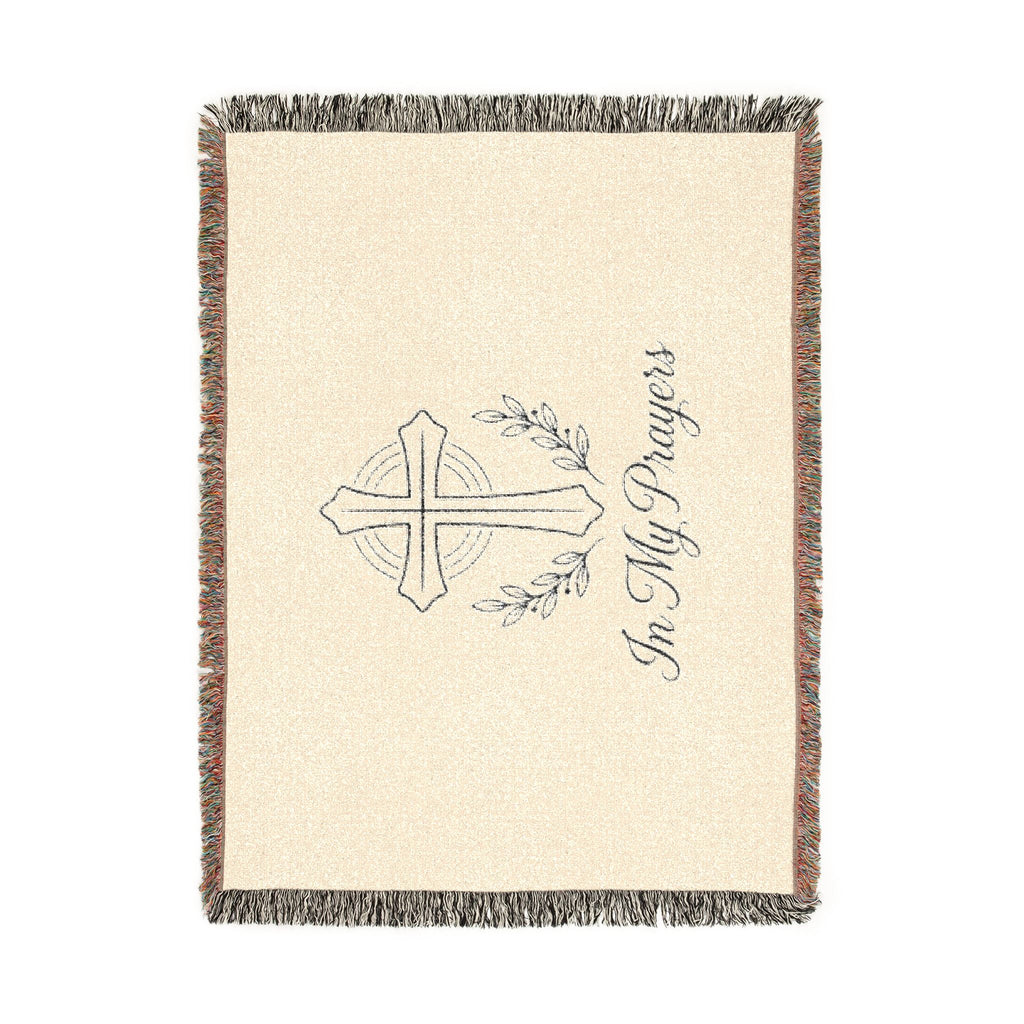 Religious Woven Blanket — 'In My Prayers' Cross Throw