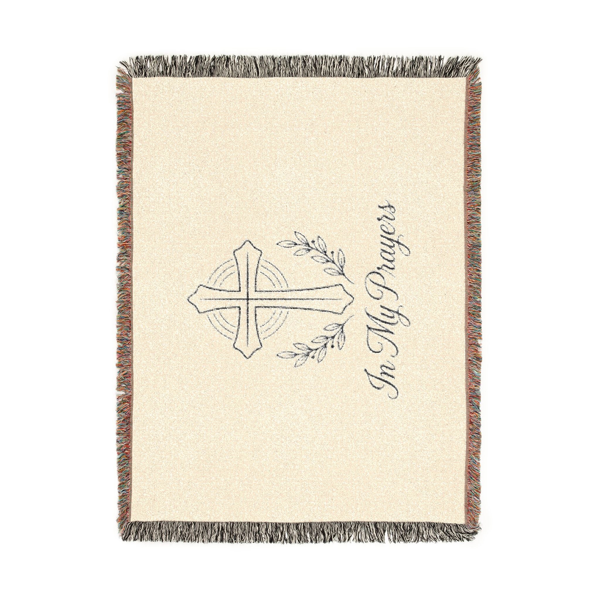 Religious Woven Blanket — 'In My Prayers' Cross Throw
