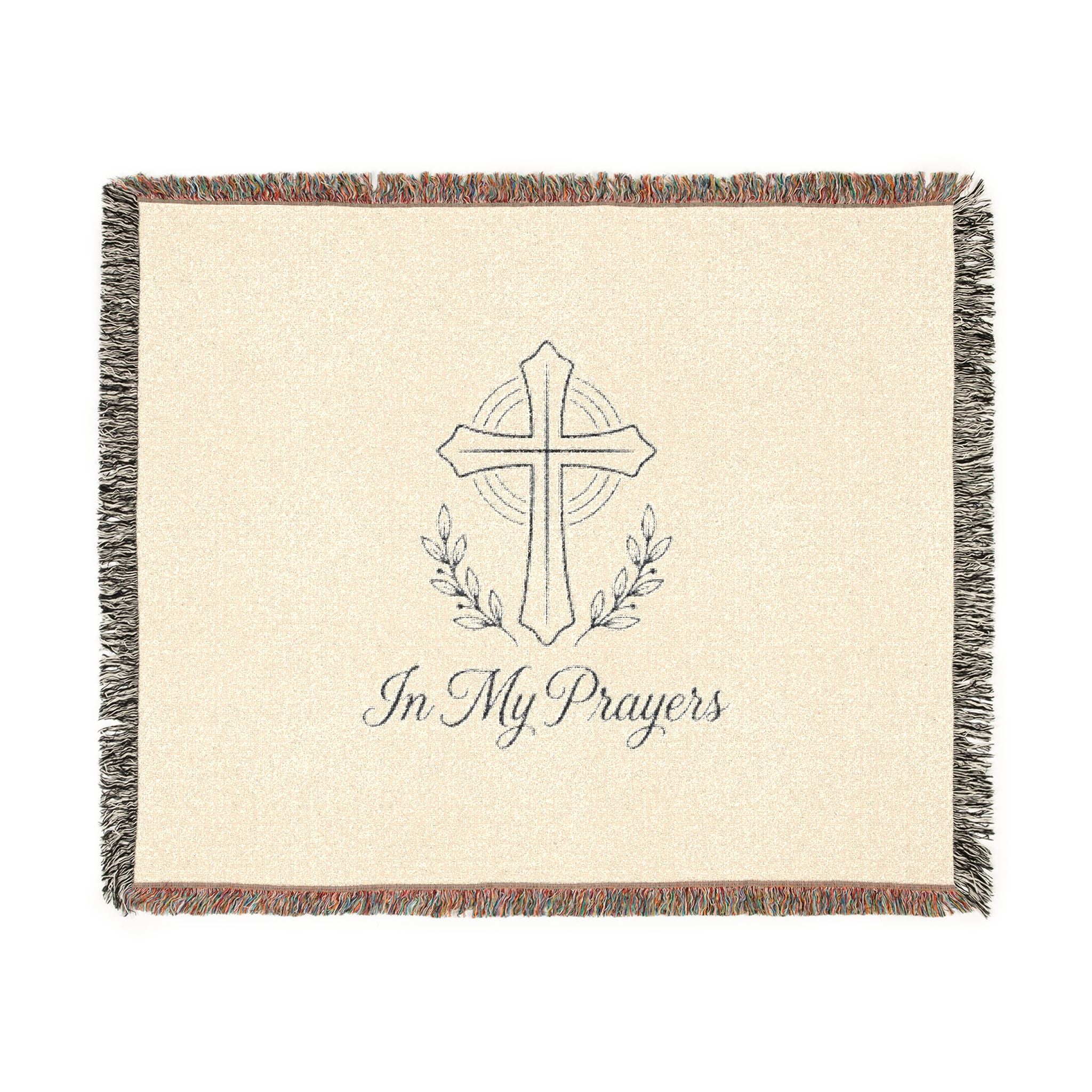 Religious Woven Blanket — 'In My Prayers' Cross Throw
