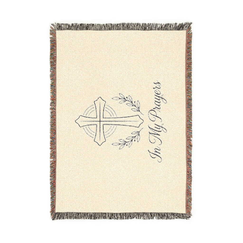 Religious Woven Blanket — 'In My Prayers' Cross Throw