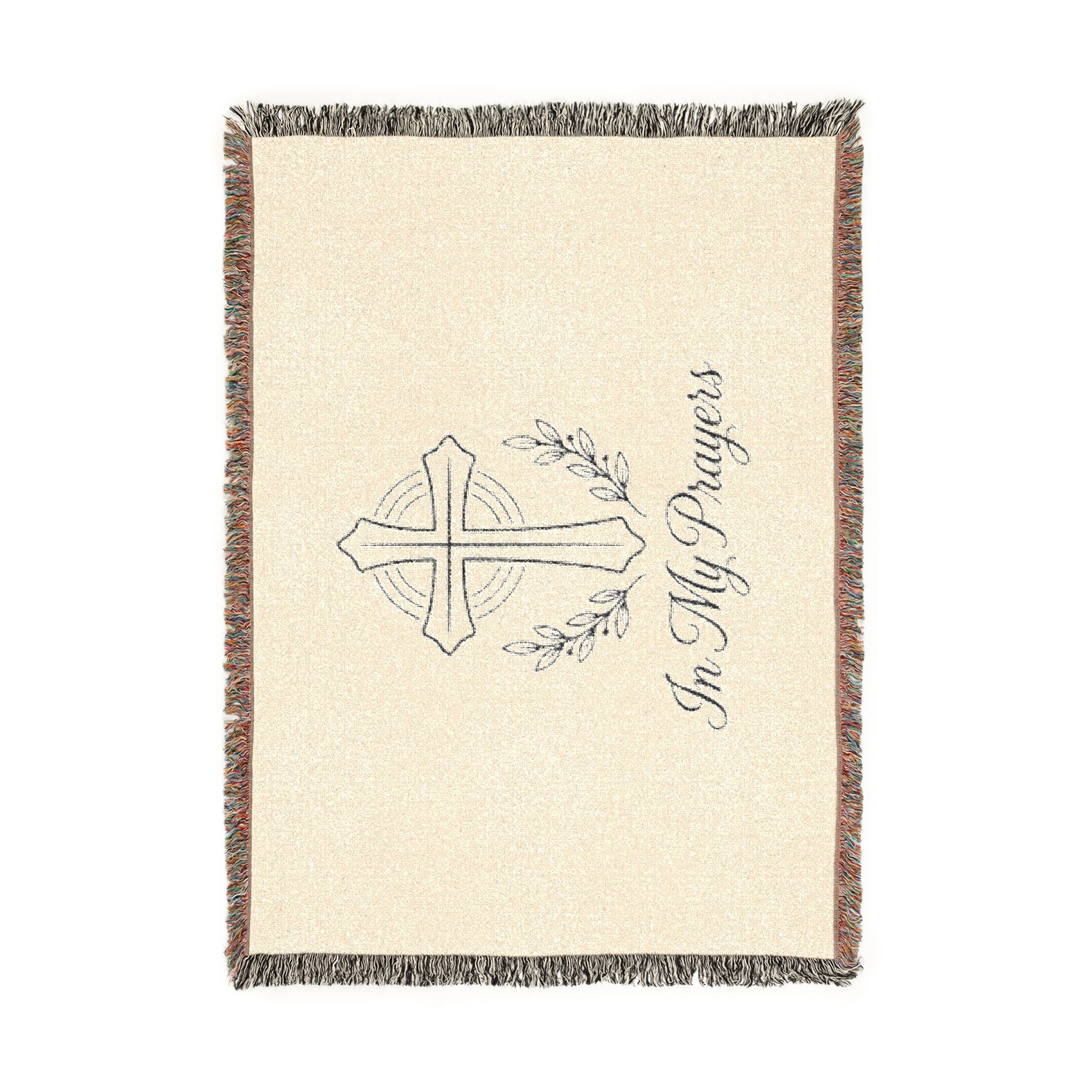 Religious Woven Blanket — 'In My Prayers' Cross Throw